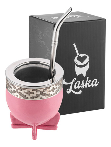Mate Rosa Imperial Alpaca Con Bombilla Pico De Loro Pink Interior Acero Inox