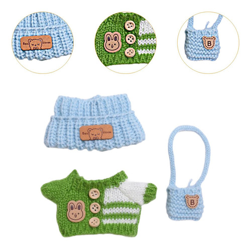 3 Peças, Roupa De Roupas De Boneca De Pelúcia, Verde