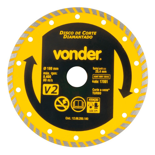 Disco Diamantado  Turbo 180 Mm - Vonder