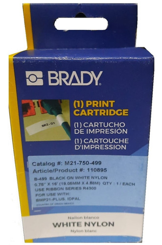 Cinta Brady 3/4 - M21-750-499 Nylon Blanco 4.88m 19mm Nueva