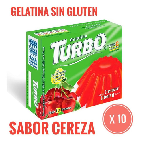 Jalea Gelatina Sin Gluten Turbo Sabor Cereza
