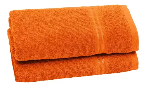 Toalla de ducha grande, toalla de baño 90x150 cm, esponja suave 400 g/m²,  100 % algodón, estampado naranja