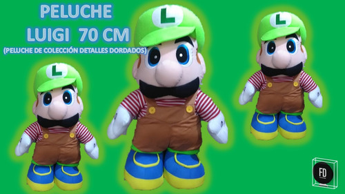 Peluche Luigi 70 Cm, Detalles Bordados