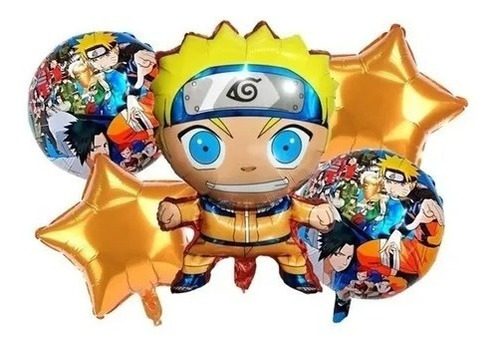 Bouquet 5 Globos Naruto 60cm 3d+4metalizados 45cm