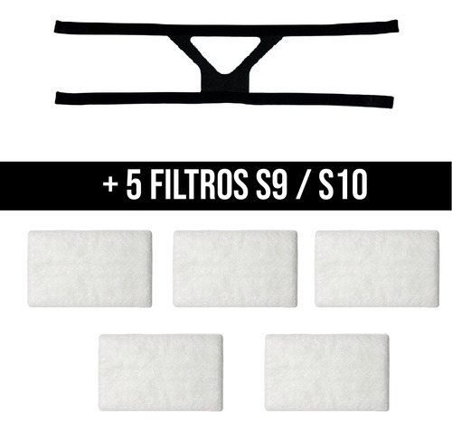 5 filtros para Cepap Resmed S9 S10 + fijador de arnés de 4 puntos