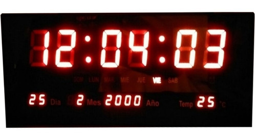 Reloj De Pared Digital 36x15 Calendario Temperatura