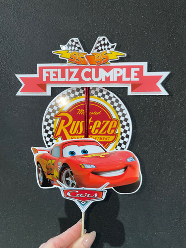 Toper Para Torta Temático Frase Feliz Cumple Cars