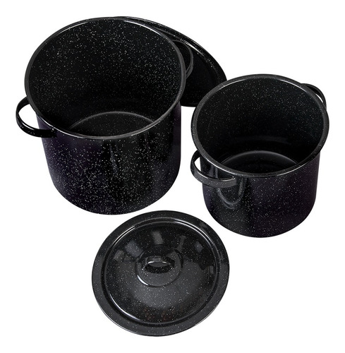 Juego De 2 Ollas Altas Con Tapa De Peltre Cinsa Color Negro Negro