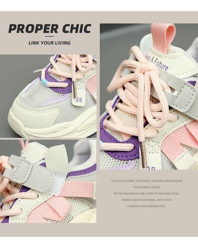 Zapatillas Niños Malla Simple Color Blocking Casual Running