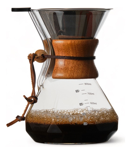 Cafetera Pour Over Borosilicato  Con Filtro Ac Inox 800 Ml