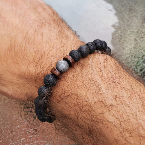 Imagen 7 de 10 de Pulsera Piedra Volcánica Energías