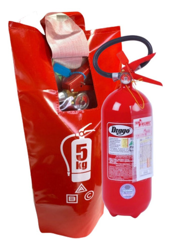 Combo Matafuego 5kg Abc Funda Lona Cobertor Pvc Industria