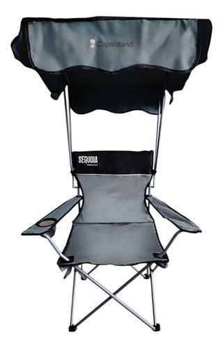 Silla Plegable + Techo Parasol Playa Camping Sequoia Premium Color Gris