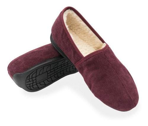Imagen 3 de 4 de Pantuflas Pana Negra. Zapatos Para Hogar Cómodos Para Hombre