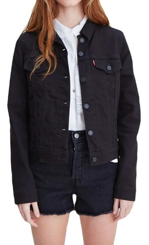 Campera Denim Levis Mujer Original Trucker Total Black