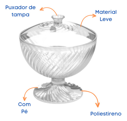 Bomboniere Baleiro Com Base Twist Incolor 1,6 L