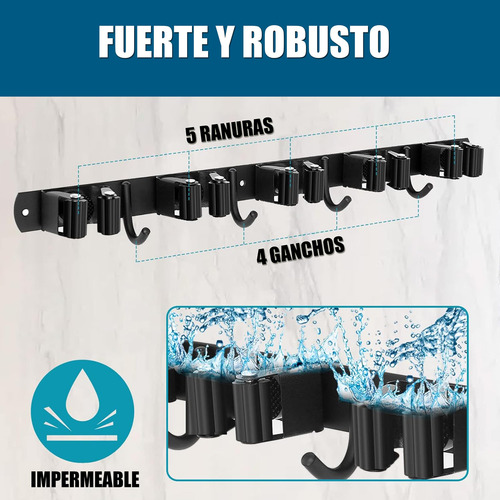 Perchero For Escobas, Colgador For Escobas Y Trapeadores