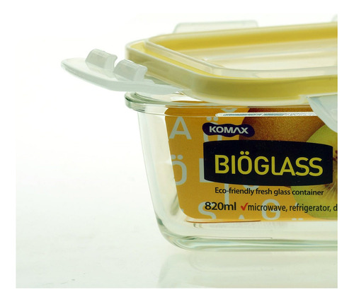 Contenedor Rectangular Con Tapa Vidrio 820ml Komax Color Amarillo