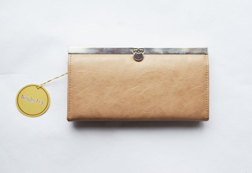 Billetera Con Monedero Beige Y Jean Marca Nayla Pop Nueva !
