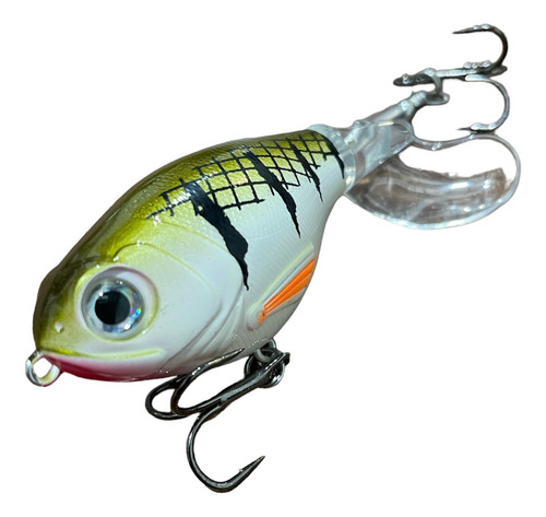 Señuelo Whopper Plopper 9.3cm 16grs Helice Sup Dorado Tarari Color Verde Negro Aleta Naranja