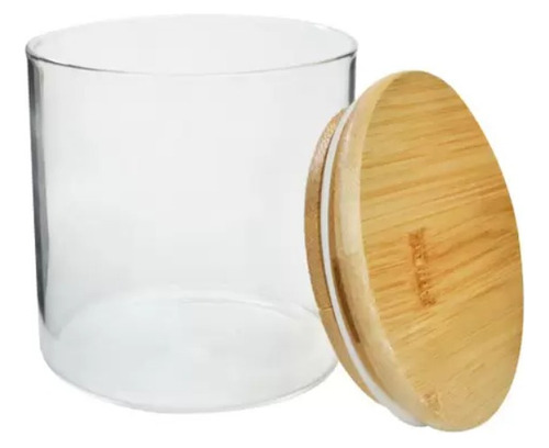 Pote Hermético Vidro Tampa De Bambu Para Mantimentos 450 Ml Cor Transparente