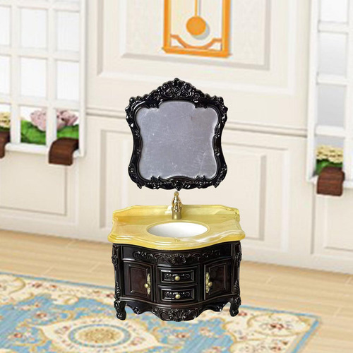 Tocador De Baño Para Casa De Muñecas, Modelo Negro Marrón