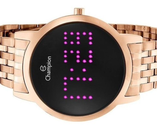 Relógio Feminino Digital Led Rosa Rose Champion Original Nf