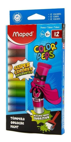 Temperas Pintura Maped Color Peps X12 Colores Brillantes 