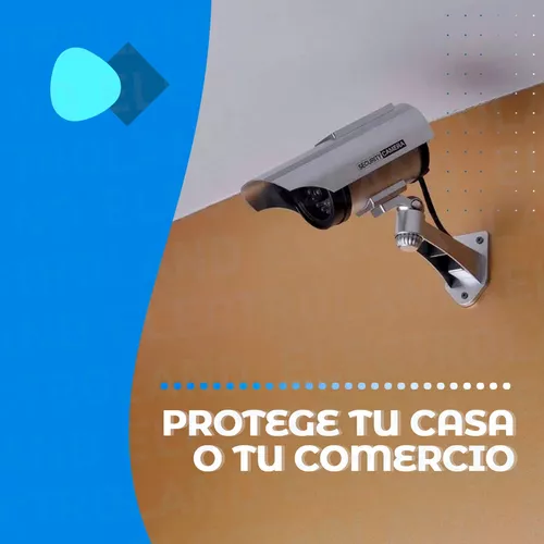 Cámara Seguridad Falsa Vigilancia Solar Exterior Realista