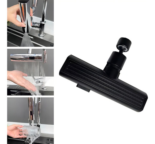 Grifo De Cascada De Cocina Multifuncional Acabado Brillante Color Negro