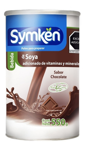 Leche De Soya Sabor Chocolate | Bote 550g | Marca Symken