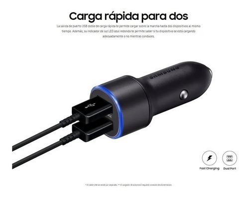 Cargador Carro Dual Samsung Para Galaxy A53 A13 A33 A73