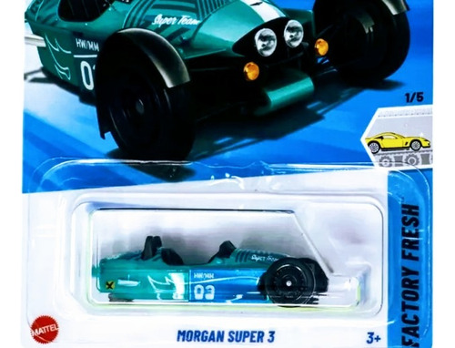 Auto Hot Wheels Español Morgan Súper 3 Nuevo Esc 1, 64 Rdf1 Celeste Y Azul Ploteado Num 03