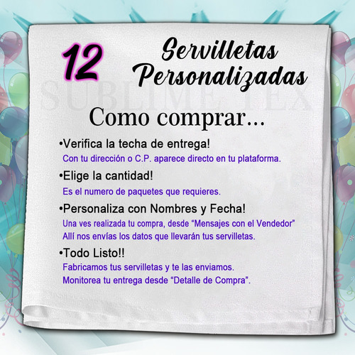 Servilletas Para Boda Novios Recuerdos Personalizados 12 Pz