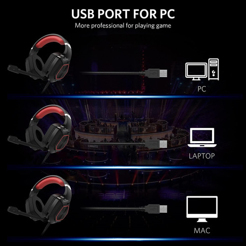 Fiodio 7.1 Auriculares Para Juegos Con Sonido Envolvente Con Negro.