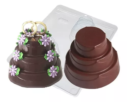 Forma para Chocolate com Silicone Bolo Detalhado Grande 35g Ref