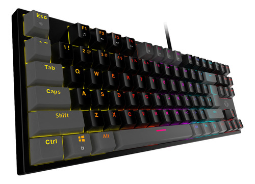 Teclado Gamer Fantech Atom Mk876 Black Grey Sw Blue