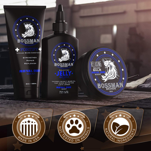 Beard Kit Bossman Essentials, Aceite Y Gel Acondicionador Pa