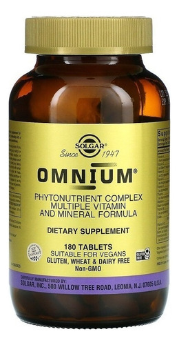 Solgar | Omnium | Phytonutrient Complex | 180 Tablets | Usa