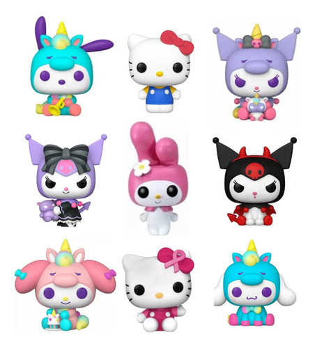 Muñeco Plástico Sanrio Kuromi Hello Kitty X1 Unidad En Caja