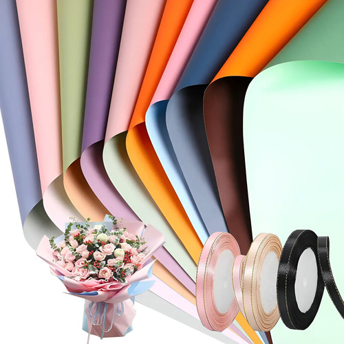 100 Hojas De Papel Coreano, Celofán, Ramas Florales, 10 Colo