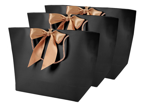 10 Bolsas De Regalo De Papel Negro Para Recuerdos, Ropa, Maq