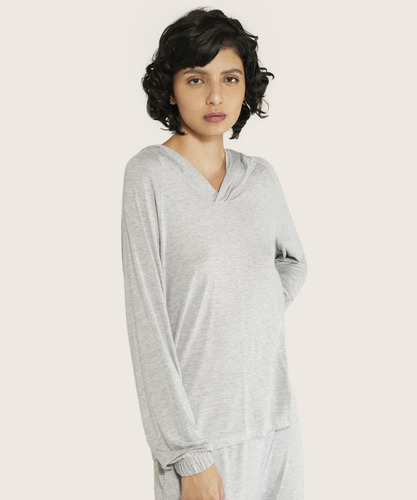 Buzo Mujer Patprimo Gris Viscosa Hoodie 30060058-1258