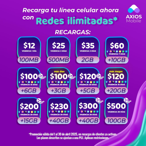 Axios Mobile. Cambiate De Telefonia. Por Solo $99r