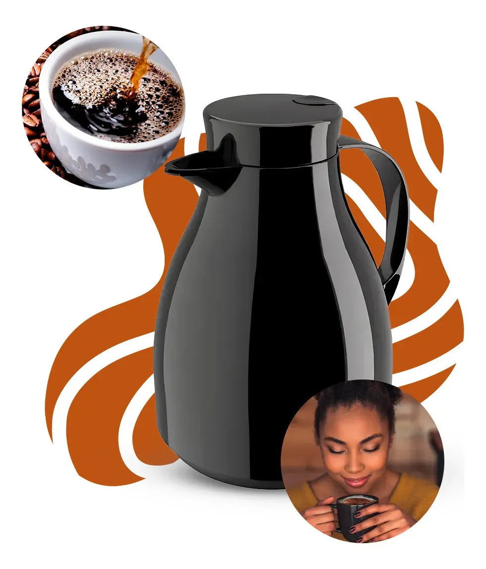 Garrafa Térmica Bule Gatilho Café Água 500ml Pequena Vintage Cor Preto
