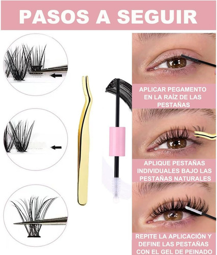 Kit De Extensiones Pestañas 30d40d Con Pegamento Y Removedor Negro D 1.4 Cm 2 Mm