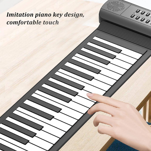 Piano Portátil 61 Teclas, Teclado Enrollable