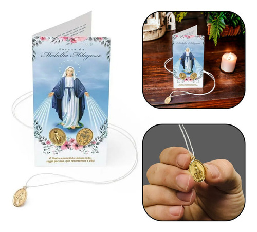 Colar Novena Da Medalha Milagrosa Dourado