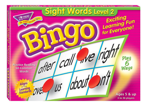 Trend Enterprises: Juego De Bingo Sight Words Nivel 2, Forma