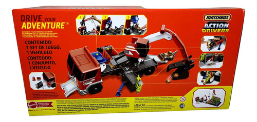 Conjunto Brinquedo Veículo Grande Caminhão Guindaste Terrestre Menino Matchbox - Aberto Se Transforma Em Estação De Escavação - Produzido Em Bioplástico Sustentável - Mattel Brinquedos